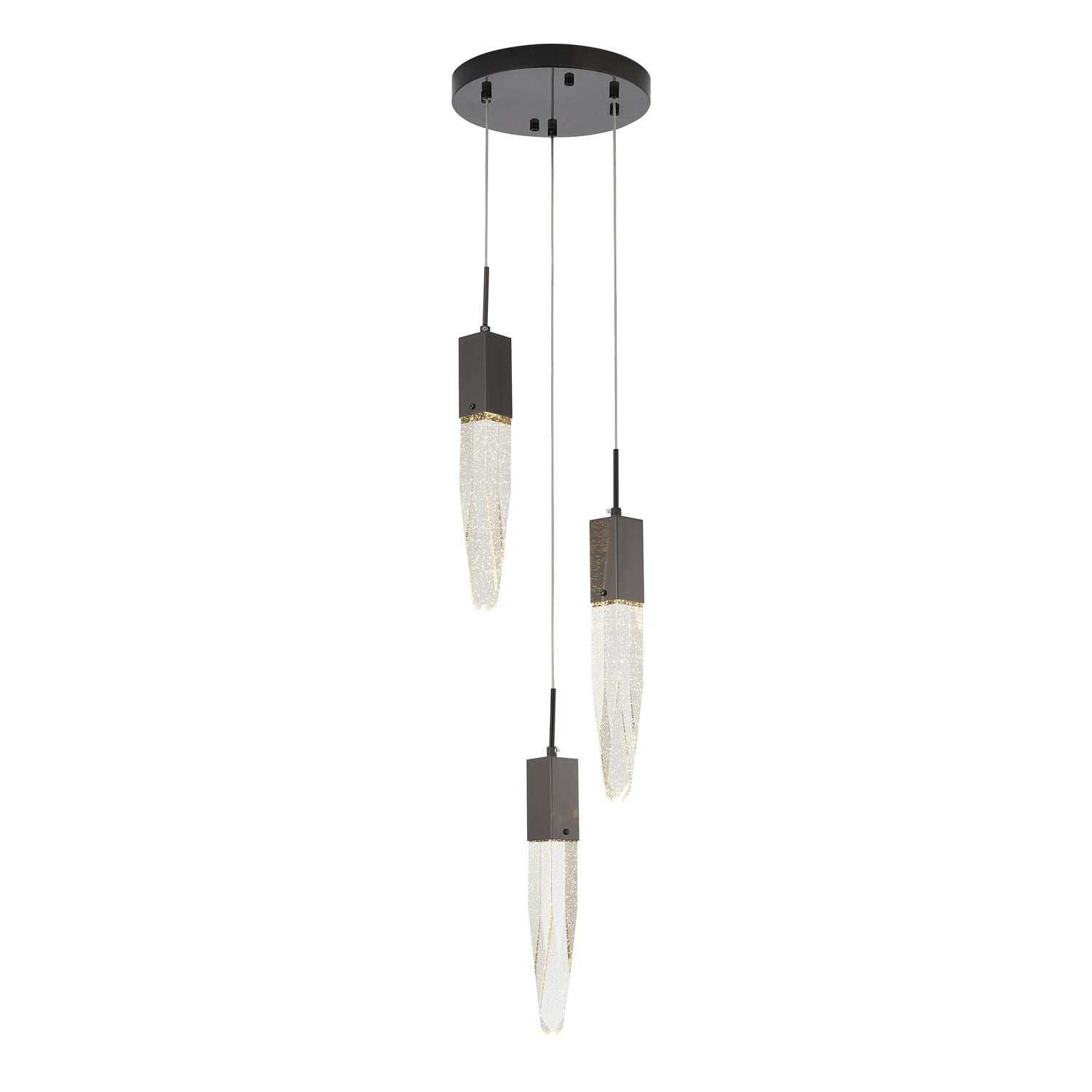 Bethel International Chandelier Black Metal & Crystal