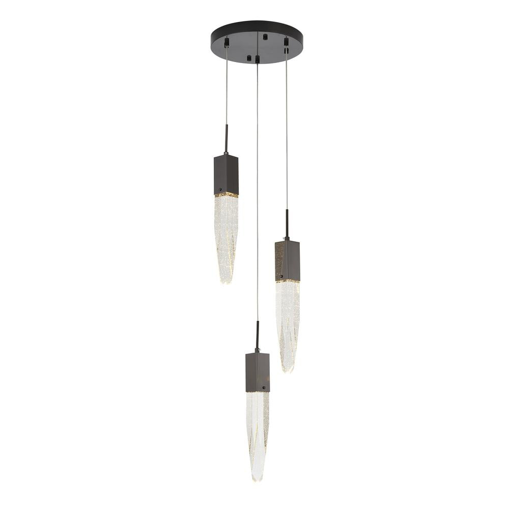 Bethel International Chandelier Black Metal & Crystal