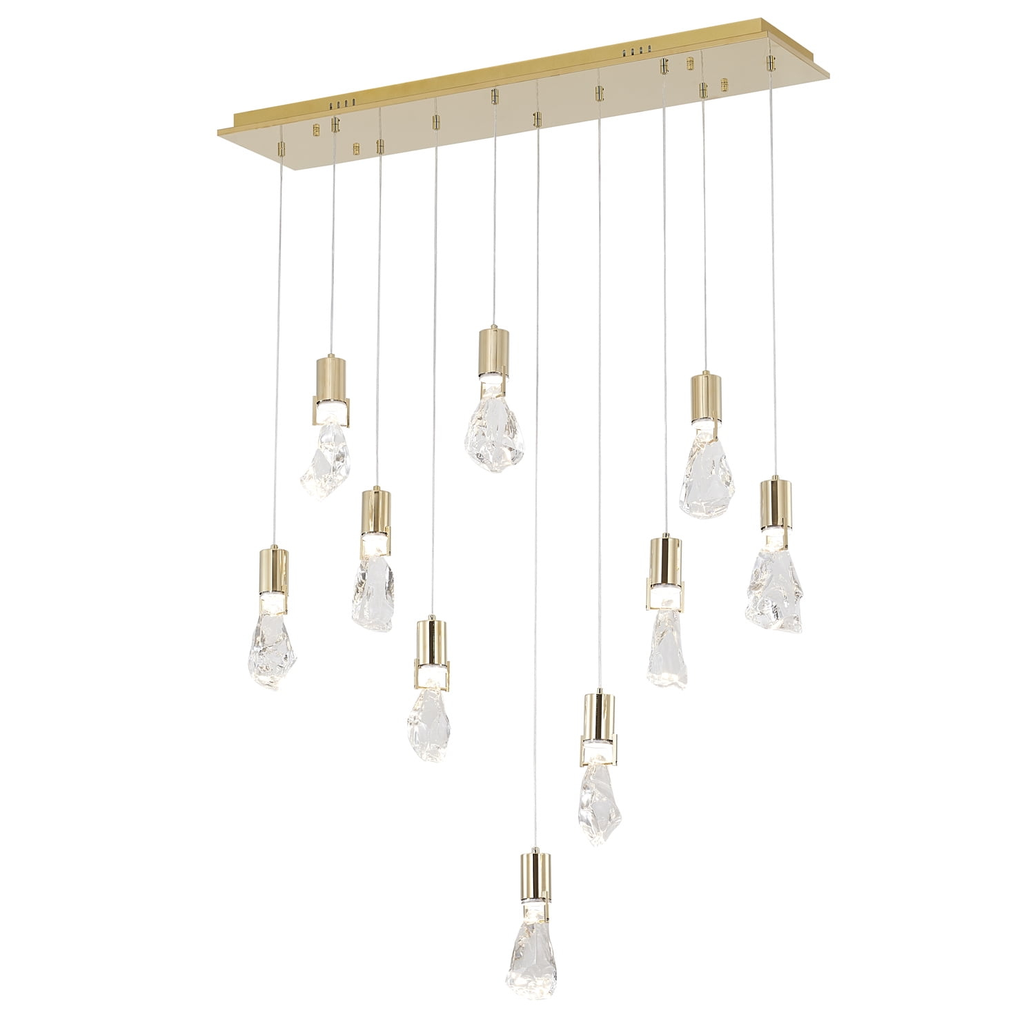 Bethel International Chandelier  Brushed Gold Stainless Steel & Crystal