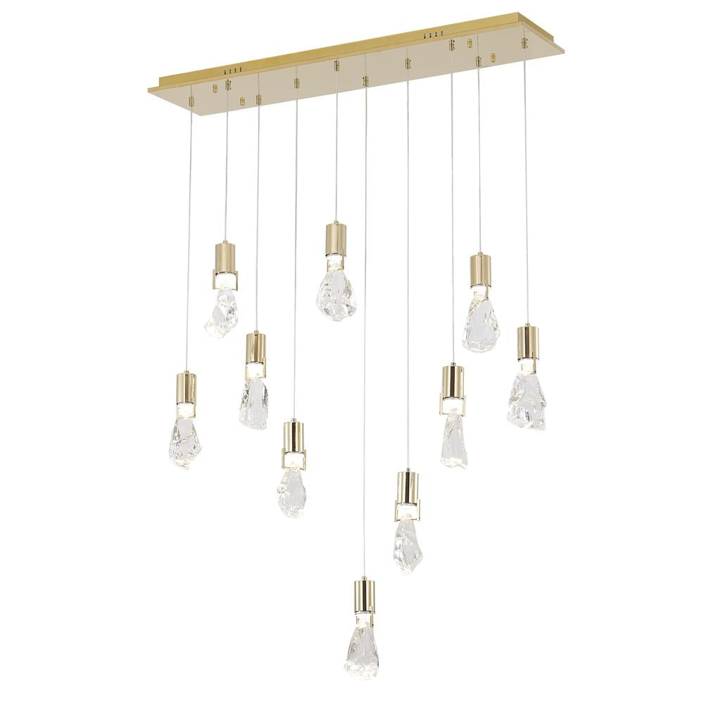 Bethel International Chandelier  Brushed Gold Stainless Steel & Crystal