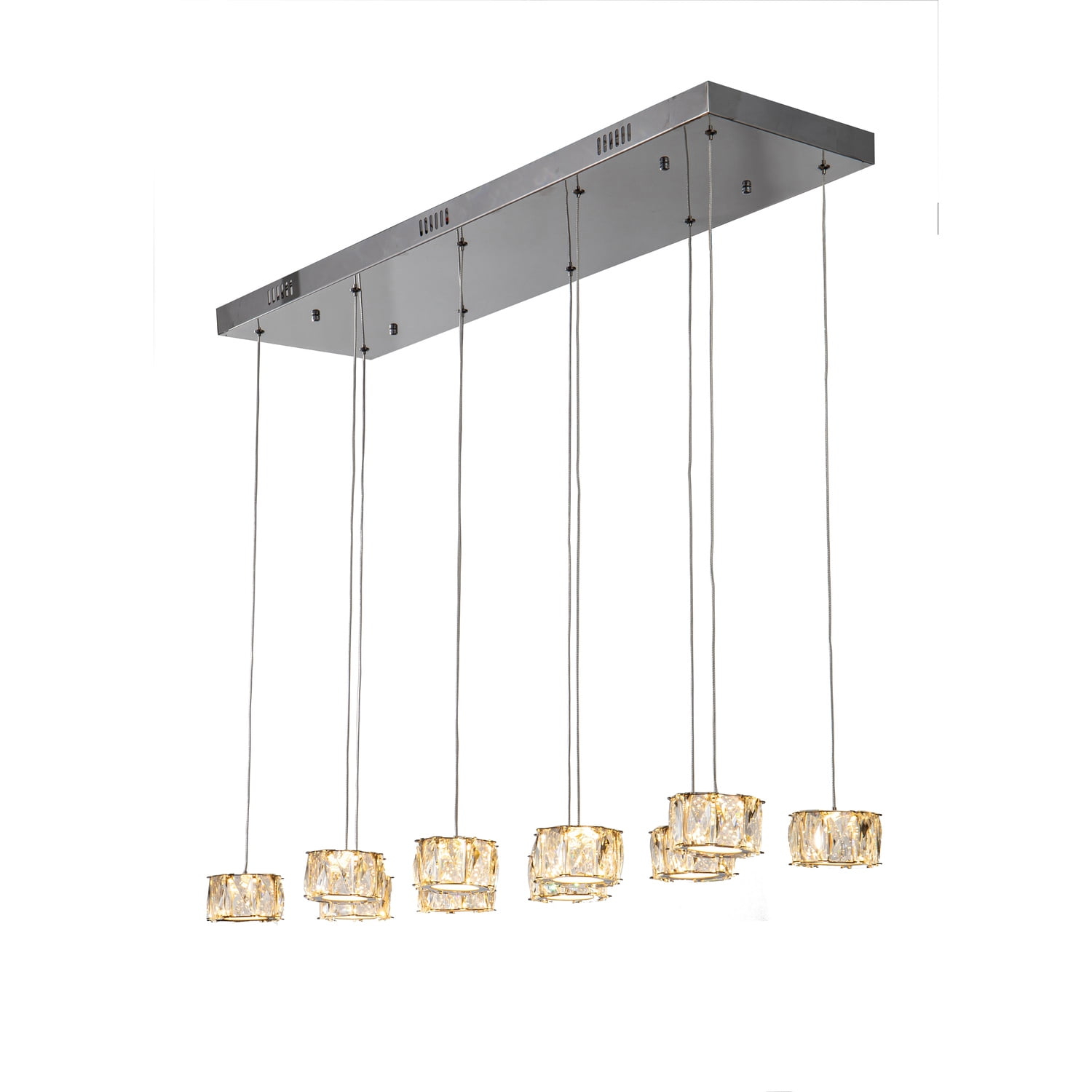 Design Living Chrome Metal LED Island Lighting With Clear Crystal