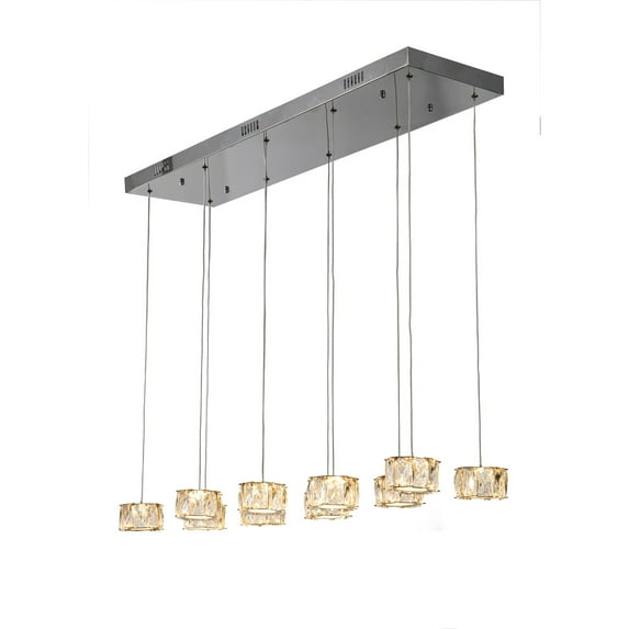 Design Living Chrome Metal LED Island Lighting With Clear Crystal