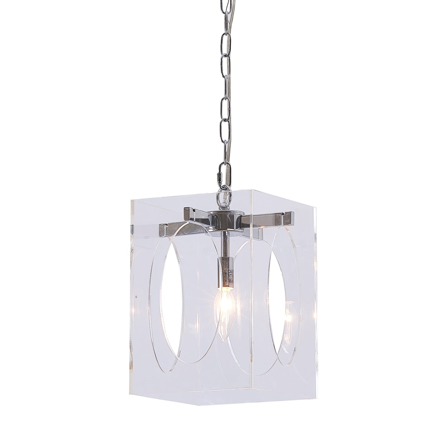 Bethel International Single Pendant Lighting Chrome Metal & Acrylic