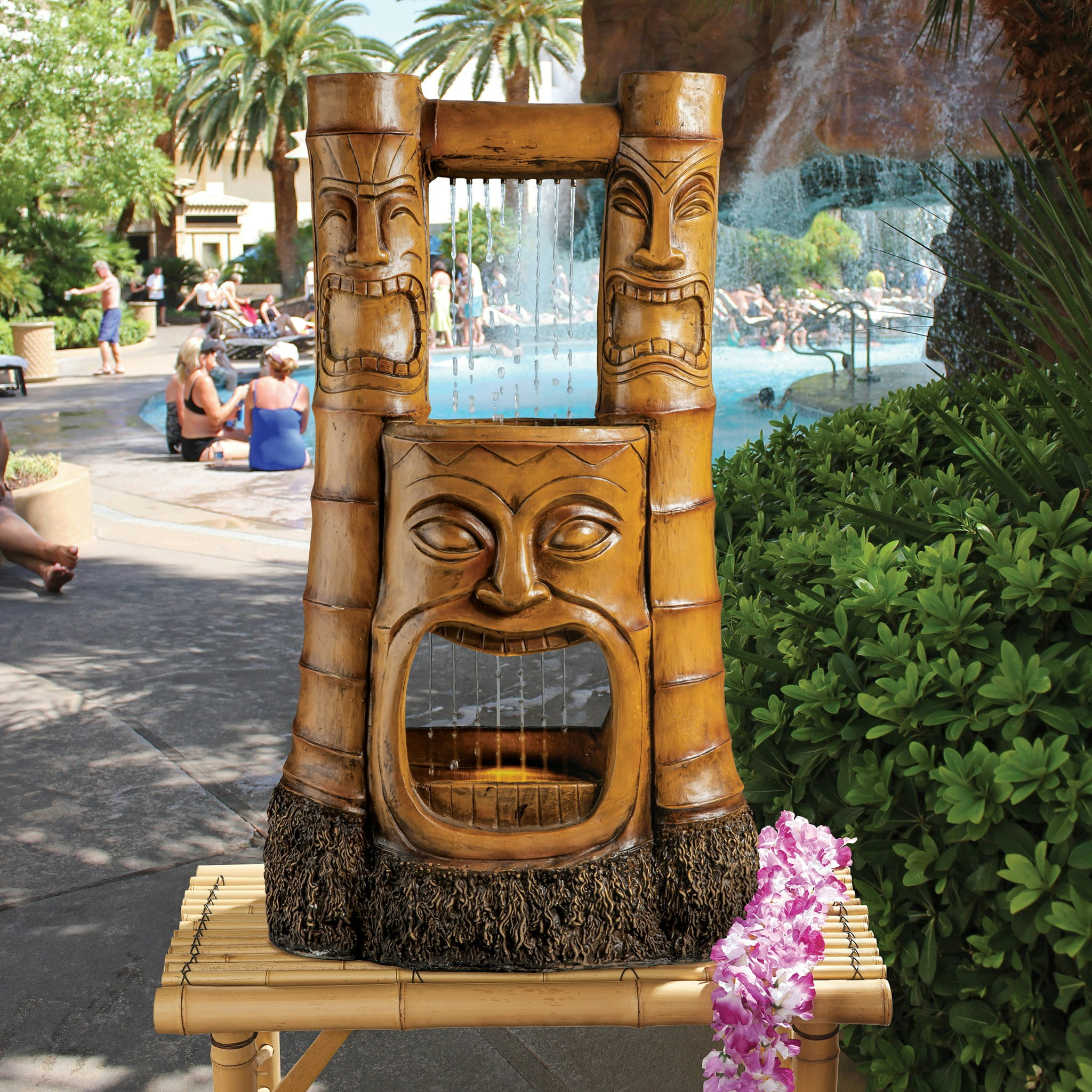 Design Toscano Tiki Gods of Hawaiian Islands LED Garden Fountain