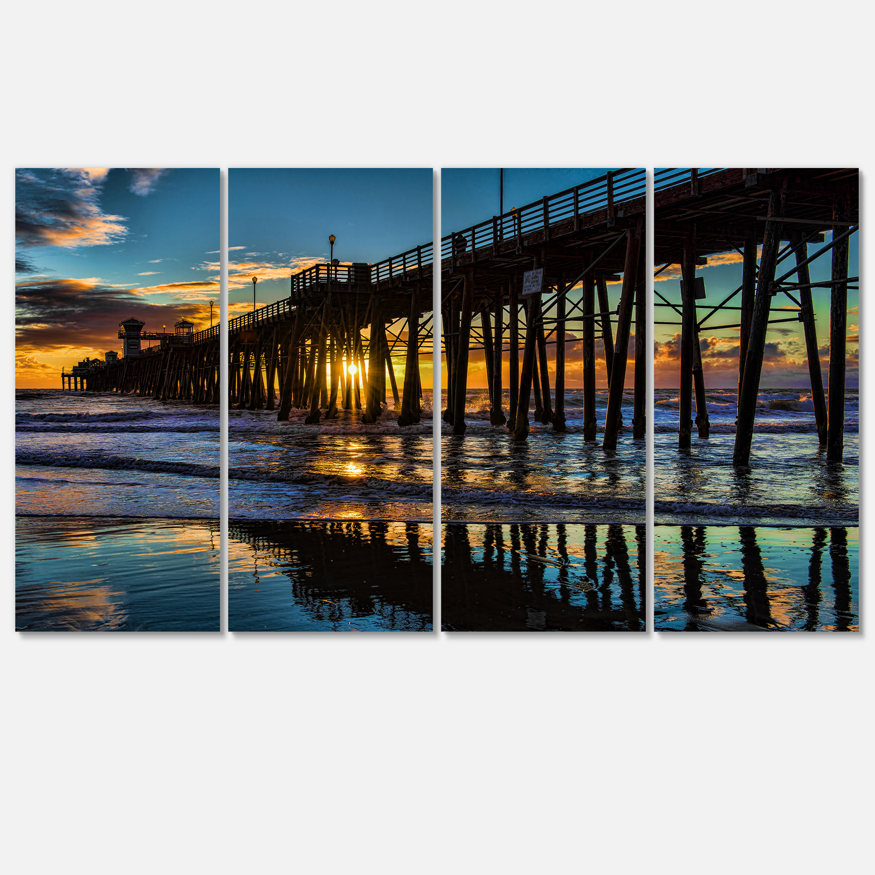 Designart 'Oceanside Pier at Evening ' Landscape Photography Canvas Print