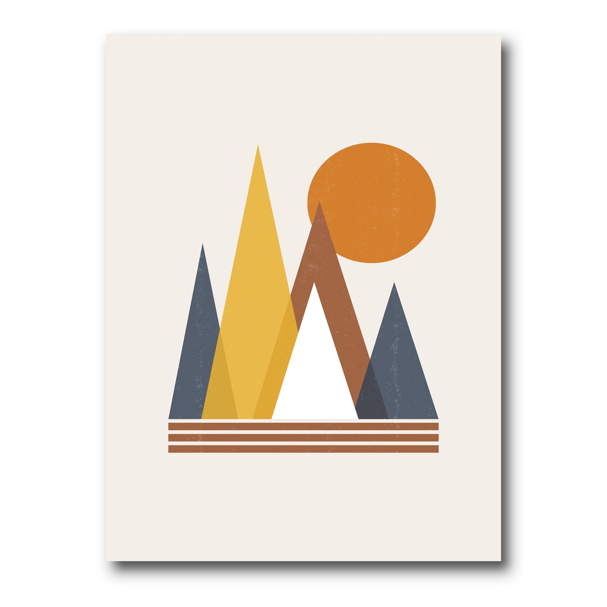Designart ' Sun and Mountain Abstract ' Modern Canvas Wall Art Print