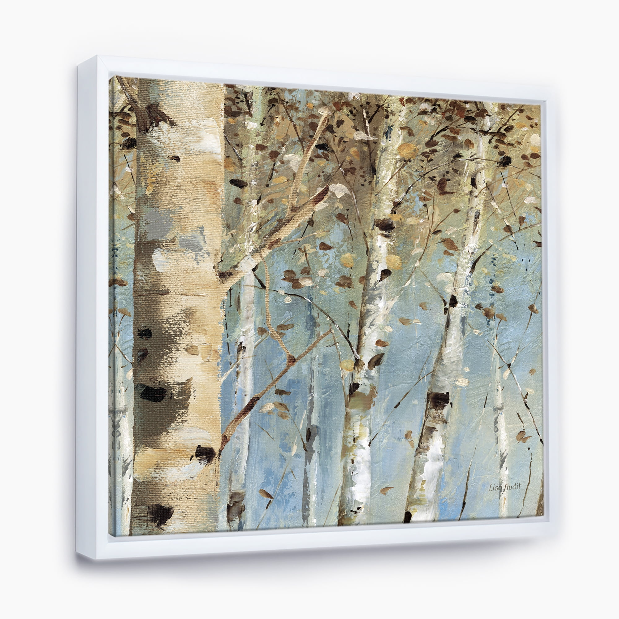 Designart ' White Birch Forest I ' Modern Farmhouse Framed Canvas