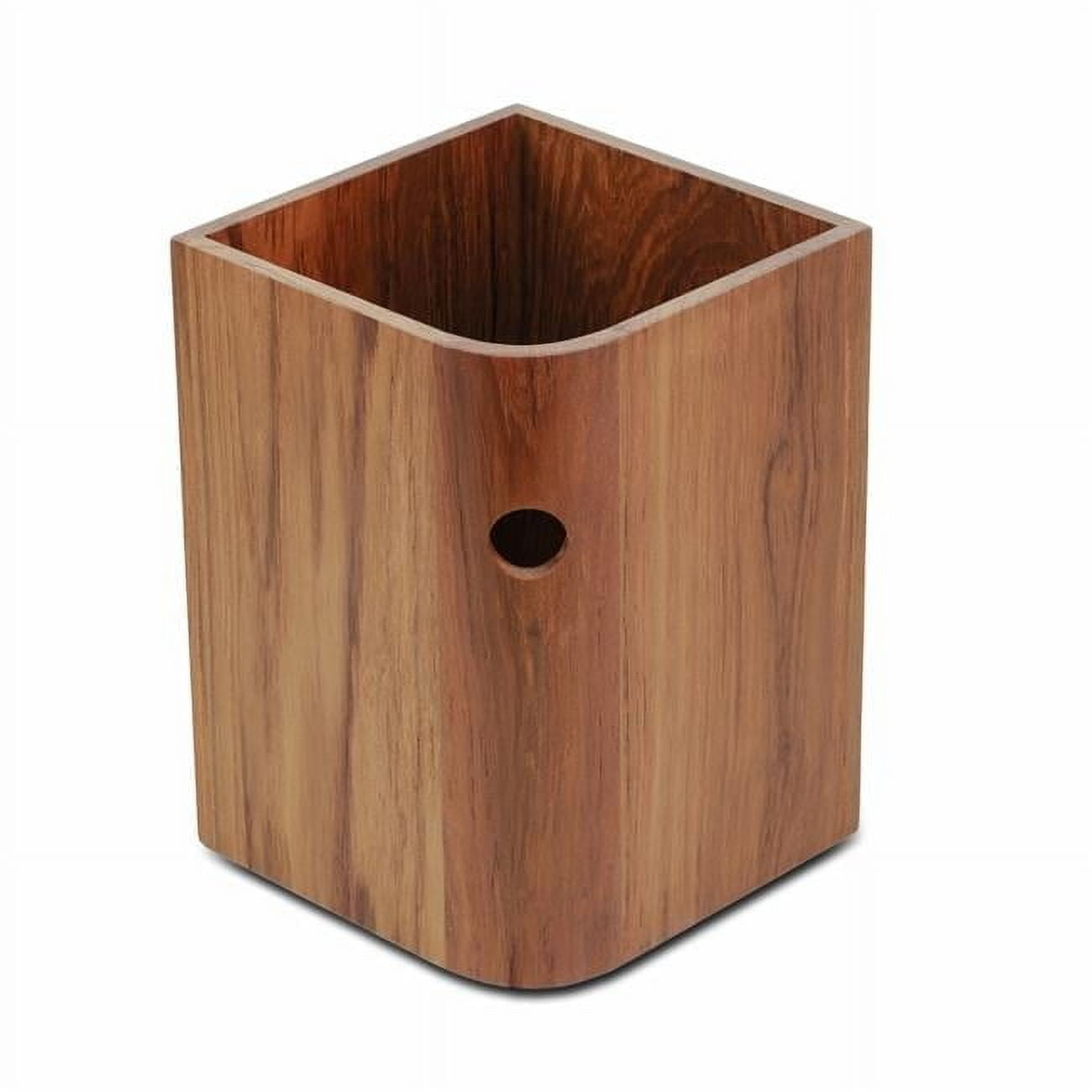 Designer Genuine Teak Waste Basket, Brown