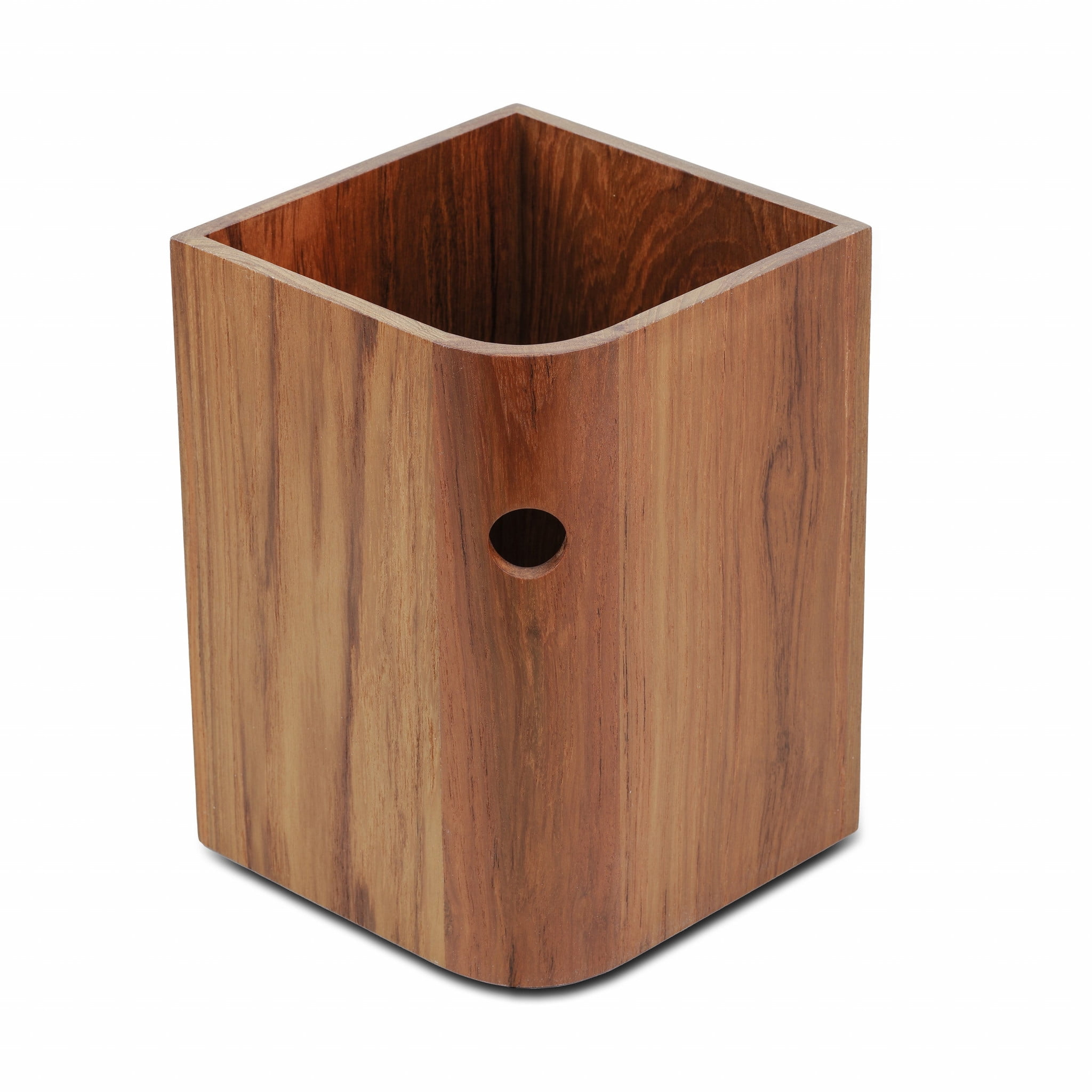 Designer Genuine Teak Waste Basket, Brown