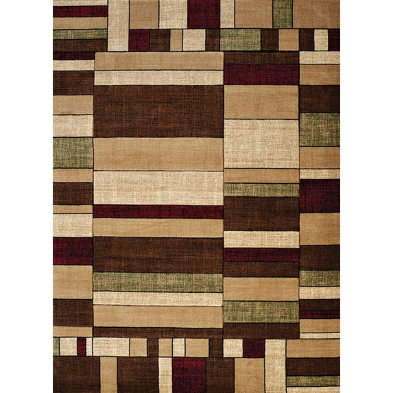 Designer Home Ourve Area Rug 702 33775 Echelon Multi Boxes Rows 5' 3" x 7' 6" Rectangle