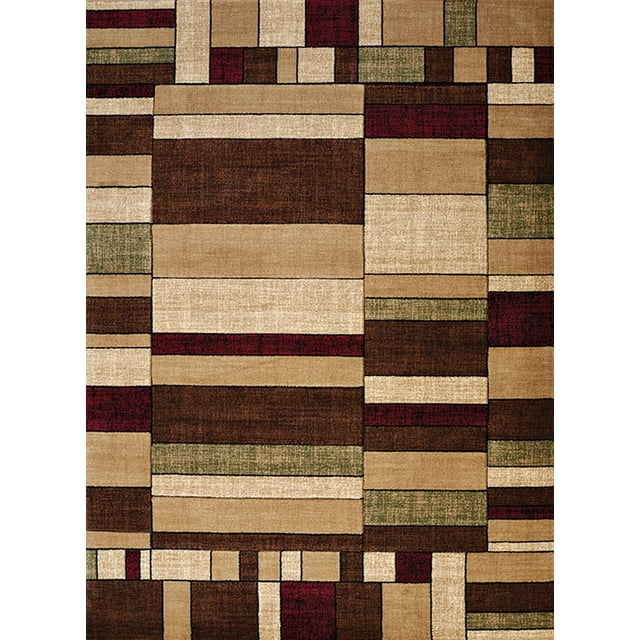 Designer Home Ourve Area Rug 702 33775 Echelon Multi Boxes Rows 5' 3" x 7' 6" Rectangle