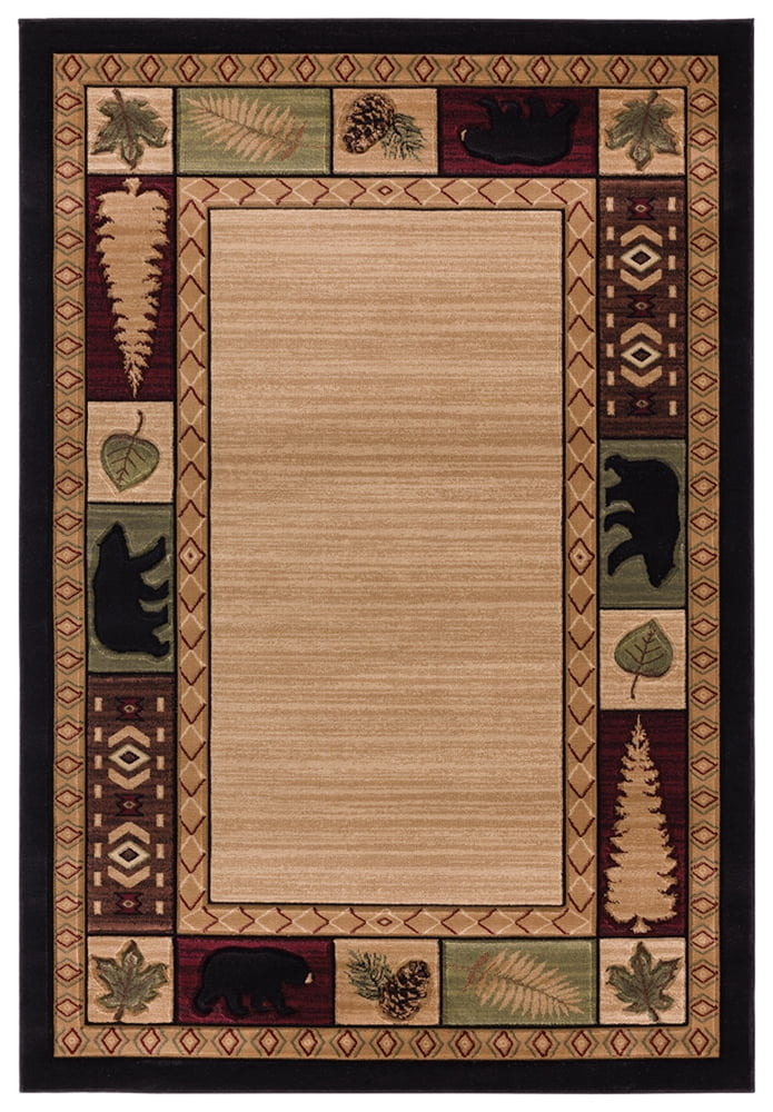 Designer Home Woodlands Area Rug 2055 40426 Homestead Beige Trees Leaves 7' 10" x 10' 6" Rectangle
