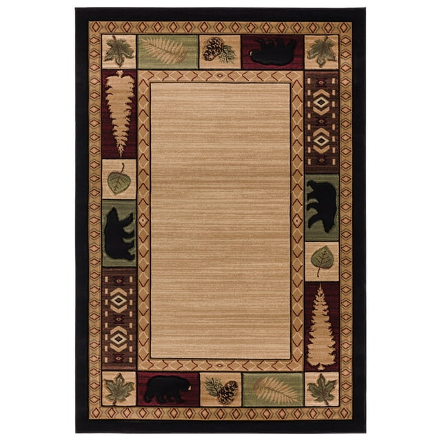 Designer Home Alfombra Área Arboles 2055 40426 Granja Hojas de Árboles Beige 7 '10 "x 10' 6" Rectángulo