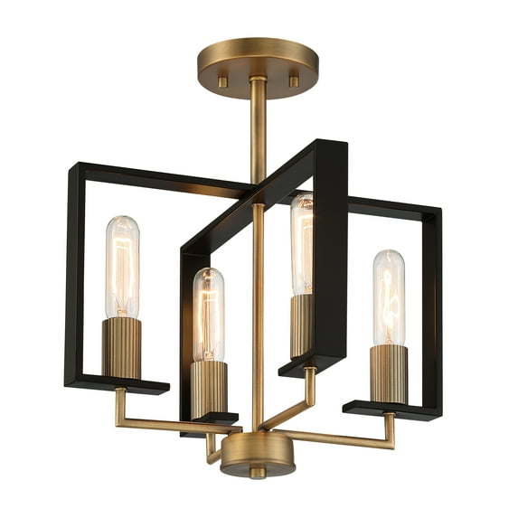 Designers Fountain Chicago PM 4 Light Old Satin Brass Semi-Flush Mount Ceiling Light, D233M-SF-OSB