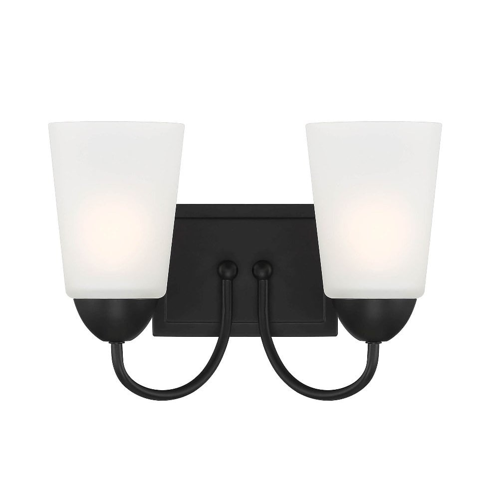Designers Fountain Malone 2 Light Matte Black Bathroom Vanity Light Fixture, D267M-2B-MB