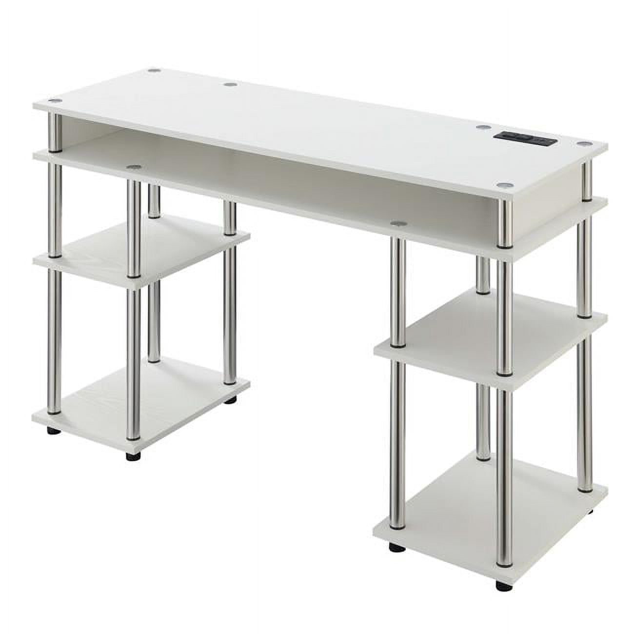 Adult, Designs2Go No Tools 30 inches Tall Student Desk with Charging Station and Shelves, White