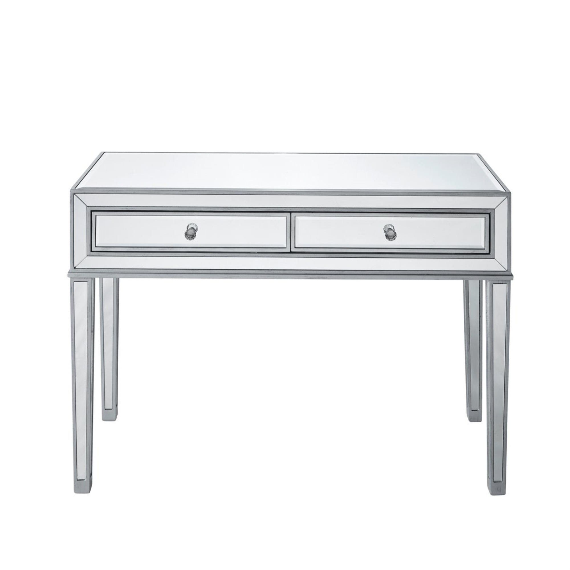 Desk 42in. W x 18in. D x 30in. H in antique silver paint