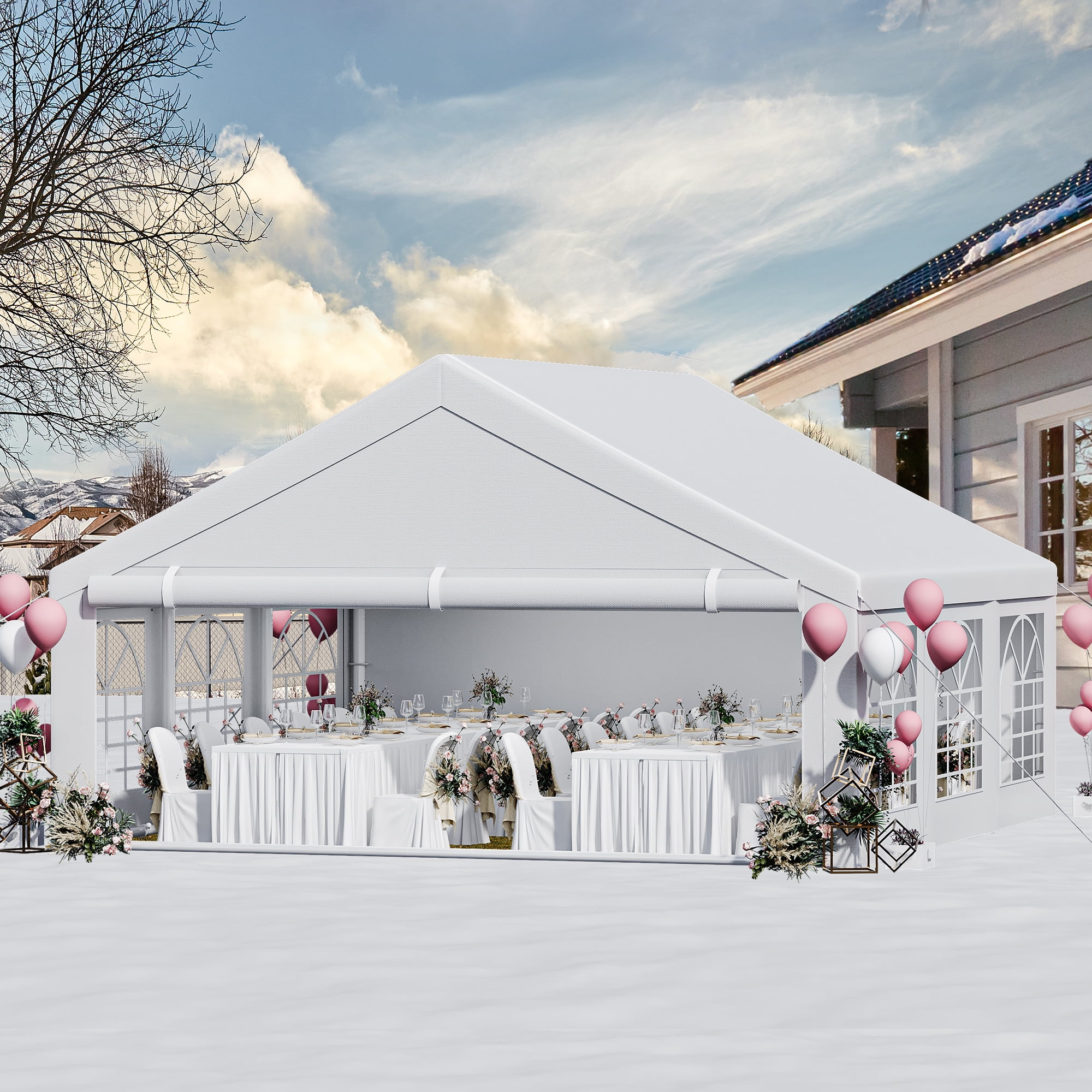 HOTEEL 20x20ft Heavy Duty Party Tent, Waterproof Outdoor Canopy Tents for Large Events, Commercial Grade Wedding, Parties, White