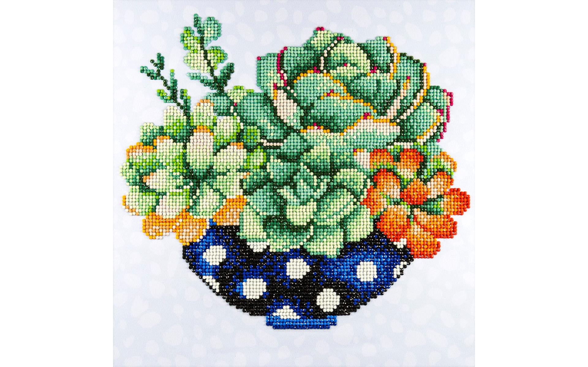 Diamond Art By Leisure Arts Succulent Bowl, 12"X12", Intermediate Diamond Painting Kits For Adults, Art For Adults, Kit, Painting