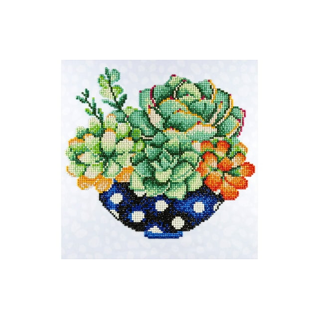 Diamond Art By Leisure Arts Succulent Bowl, 12"X12", Intermediate Diamond Painting Kits For Adults, Art For Adults, Kit, Painting