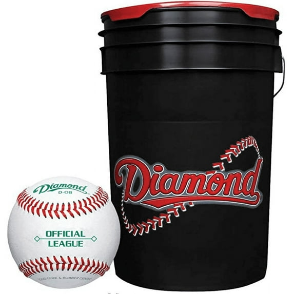 Diamond Baseball 30 D-OB Baseballs with Black 6 Gallon Ball Bucket BKT B D-OB 30