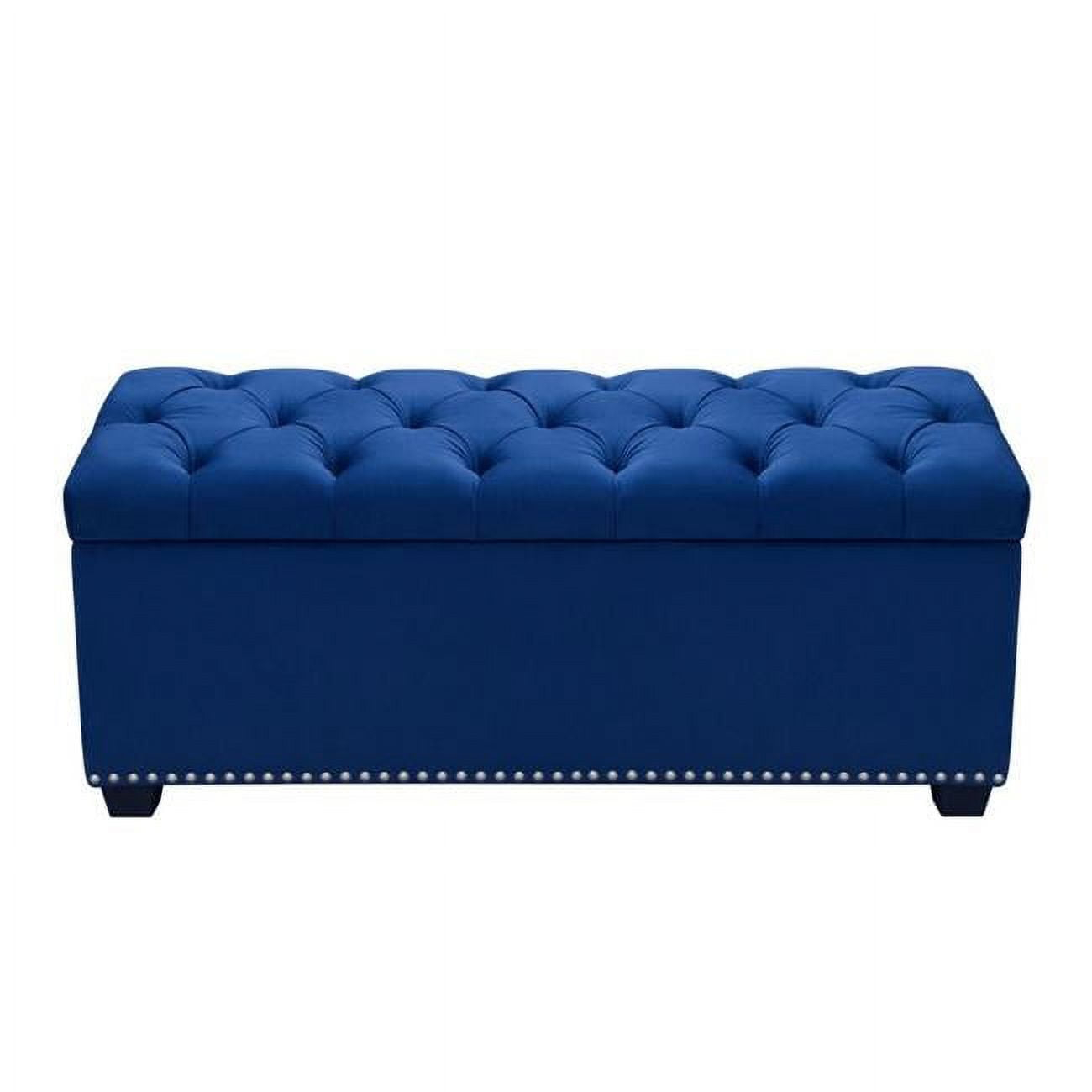 Majestic Tufted Velvet Lift-Top Storage Trunk w/ Nail Head Accent by Diamond Sofa - Royal Blue Velvet