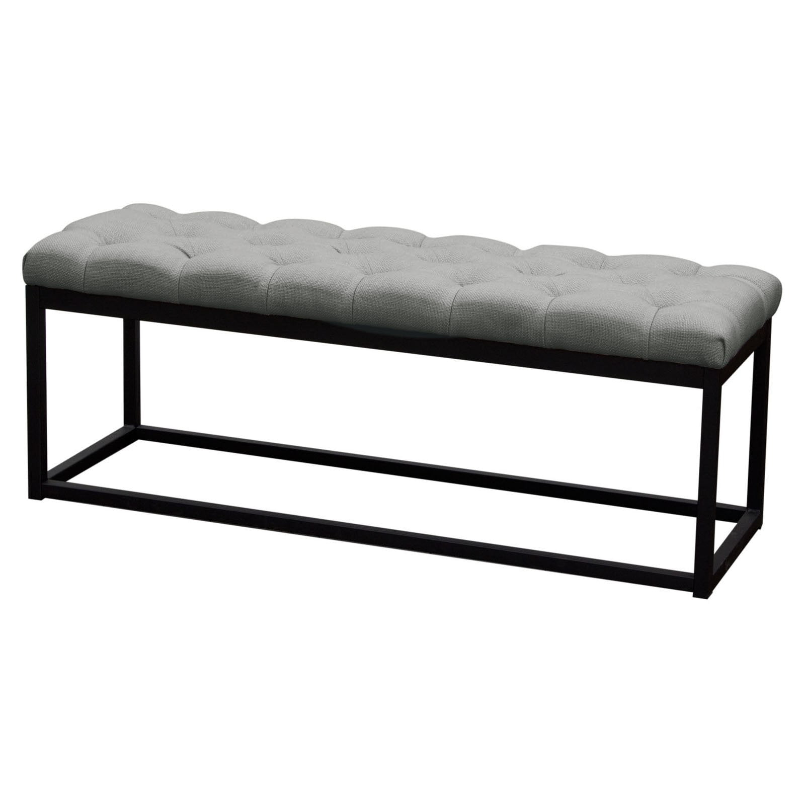 Mateo Black Powder Coat Metal Large Linen Tufted Bench by Diamond Sofa - Grey