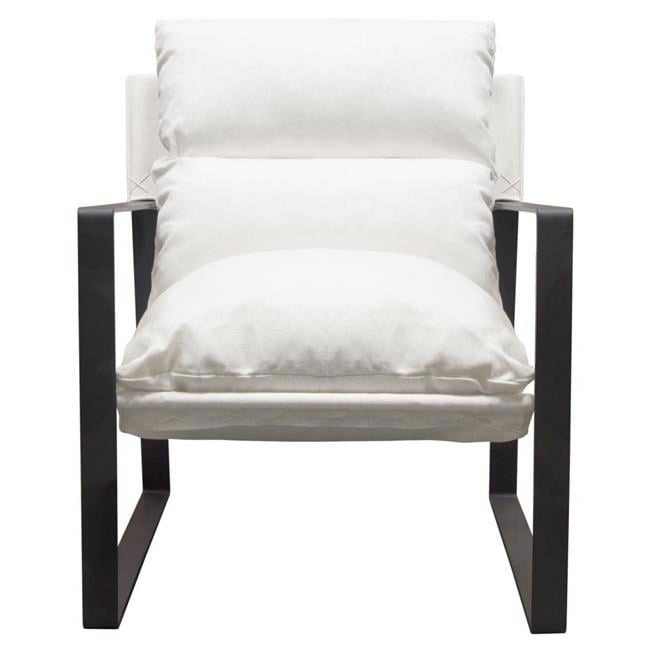 Diamond Sofa  Miller Sling Accent Chair with Black Powder Coated Metal Frame, White Linen Fabric
