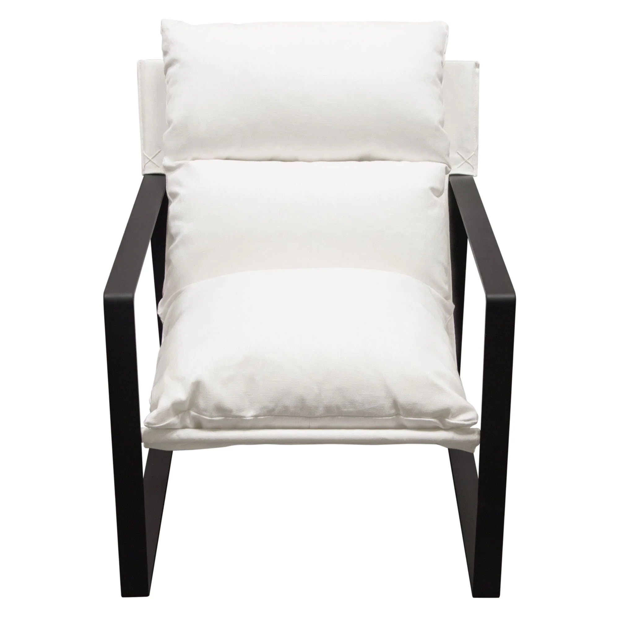 Diamond Sofa  Miller Sling Accent Chair with Black Powder Coated Metal Frame, White Linen Fabric