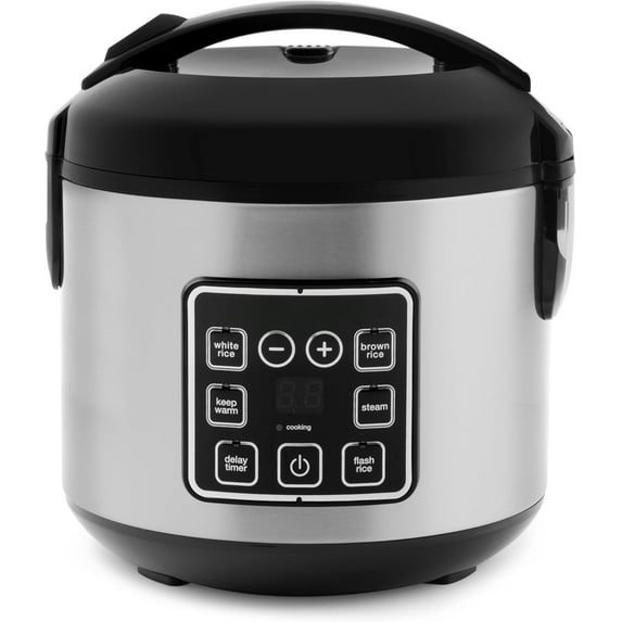 Digital Rice Cooker, 4-Cup (Uncooked) / 8-Cup (Cooked), Steamer, Grain Cooker, Multicooker, 2 Qt, Stainless Steel Exterior, ARC-914SBD
