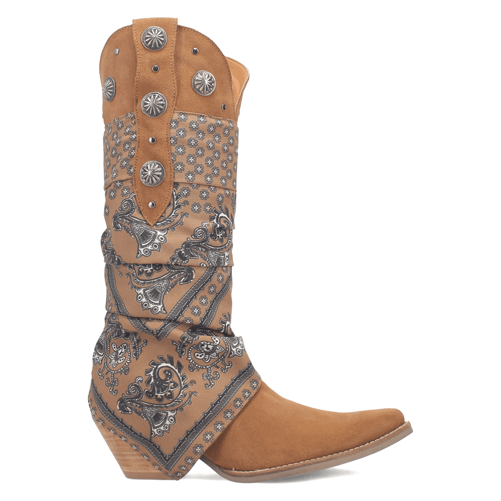Dingo Womens Rhapsody Southwest Paisley Snip Toe Pull On Cowboy  Tall Dress