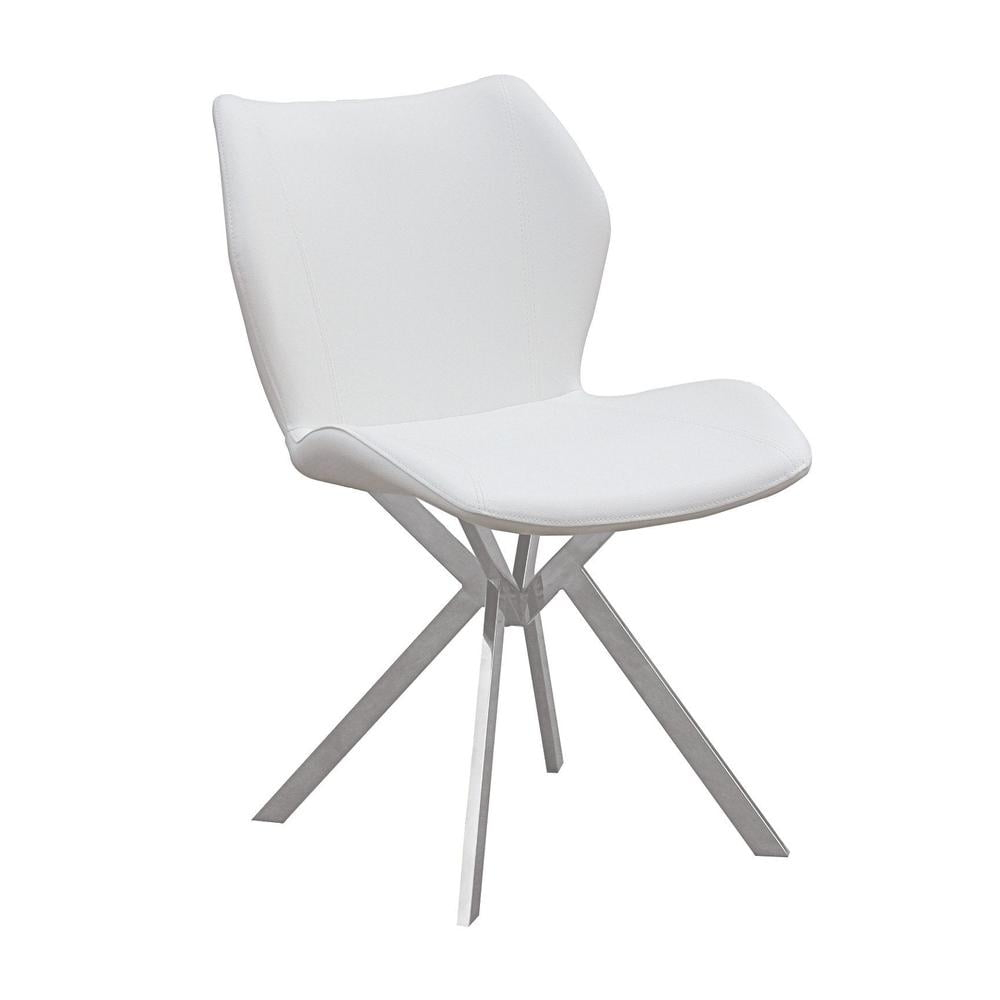 Dining Chair with White Seat and Stainless Steel Legs Set of 4