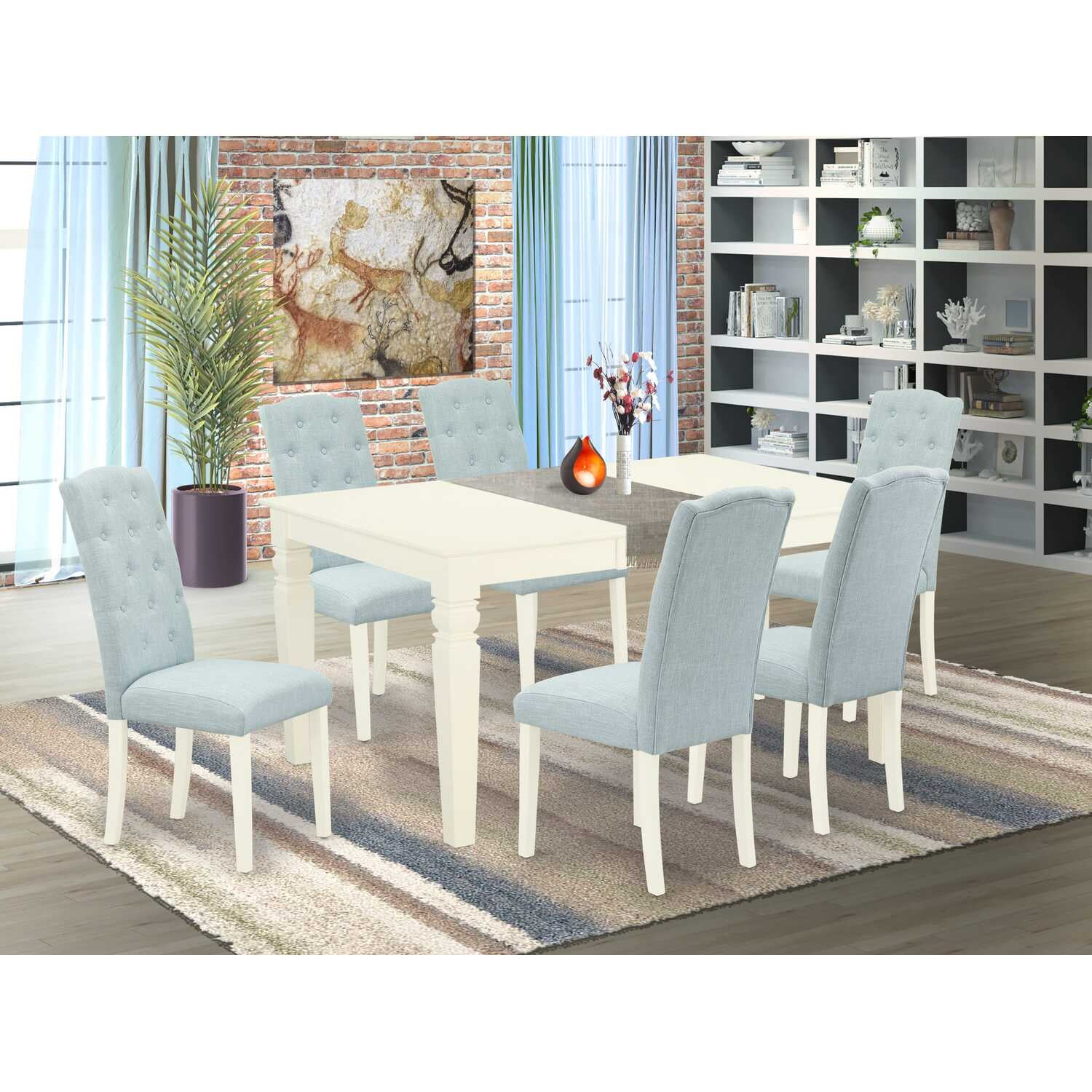 Dining Room Set Linen White, WECE7-WHI-15