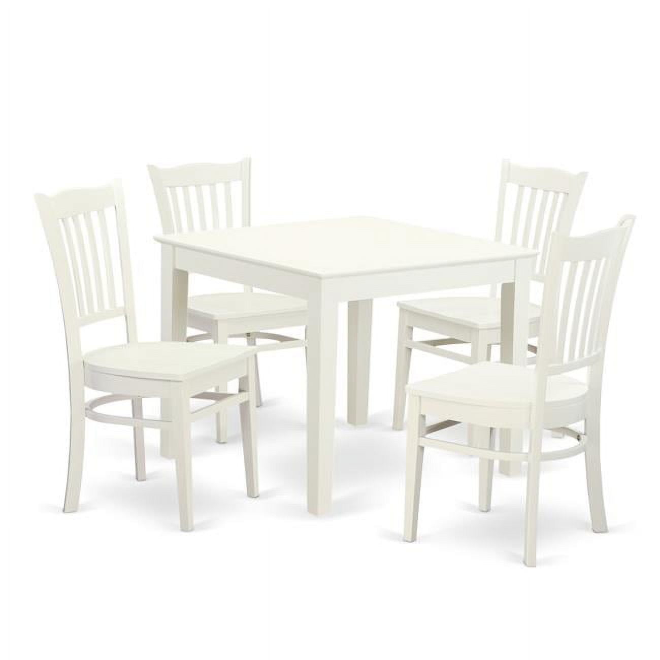 Dining Set - Oxford Kitchen Table & Four Solid Wood Chairs, Linen White - 5 Piece