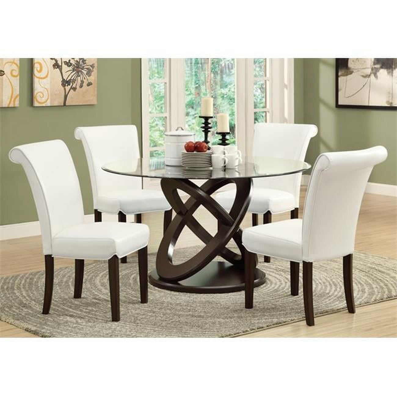 Monarch Specialties I 1749 Espresso 48" Wide Elegant Glass Top Dining Table (Chairs are not included)