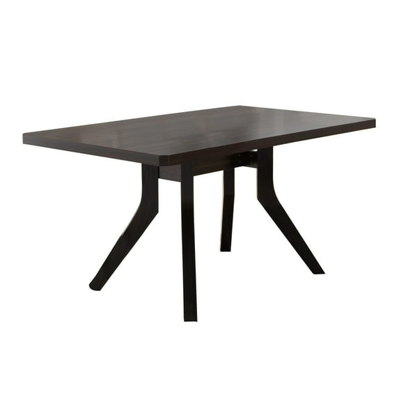 Dining Table with Wooden Top and Angled Legs, Brown - Saltoro Sherpi