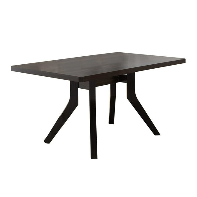Dining Table with Wooden Top and Angled Legs Brown