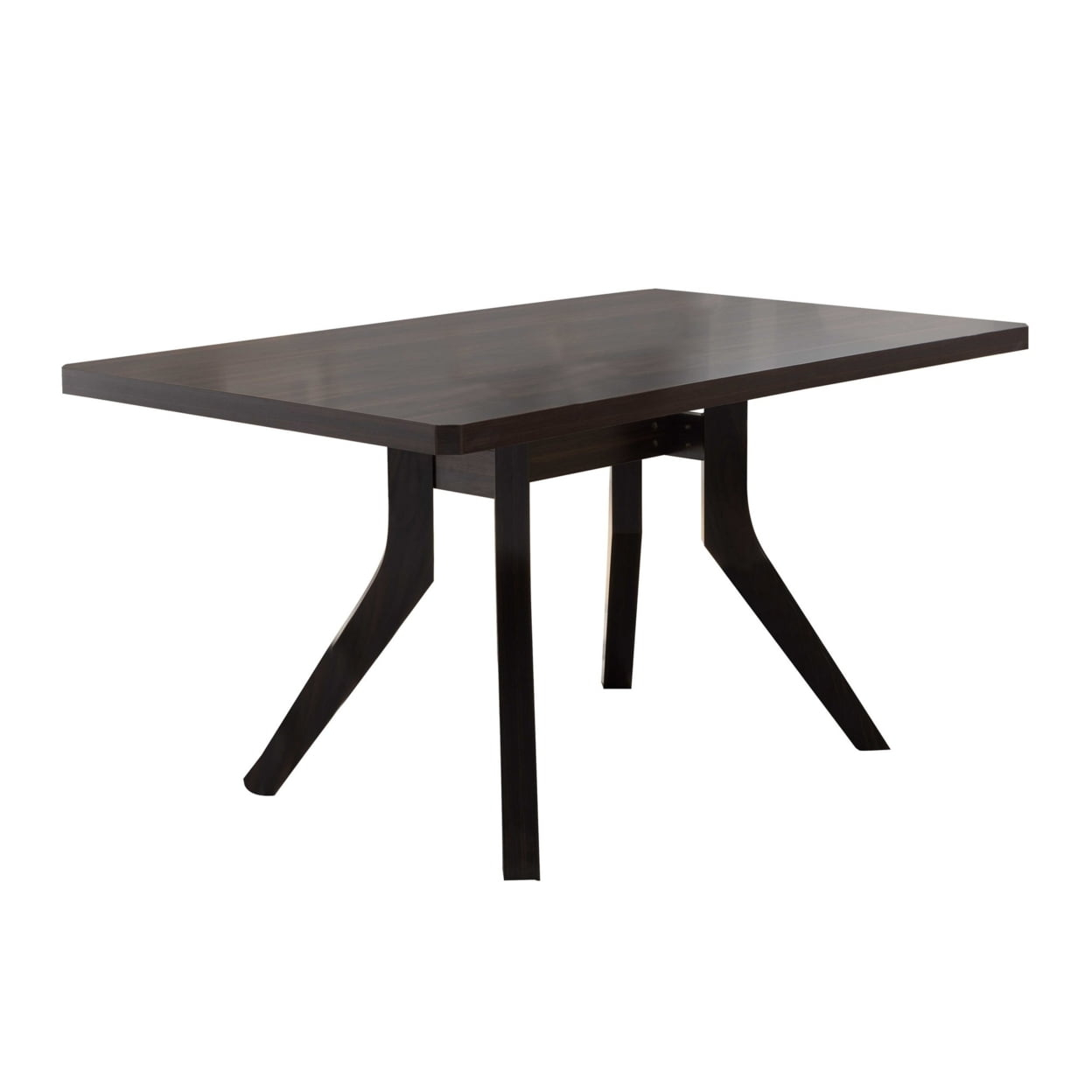 Dining Table with Wooden Top and Angled Legs, Brown - Saltoro Sherpi
