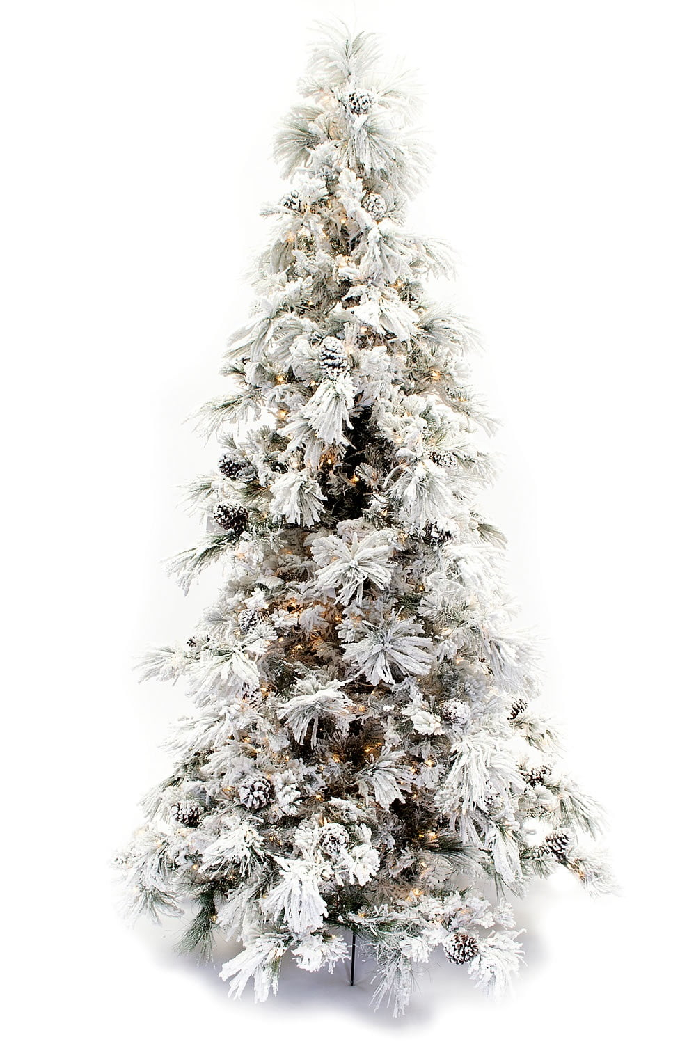 Direct Export 9' Flocked Pine Long Needle Prelit Artificial Christmas Tree