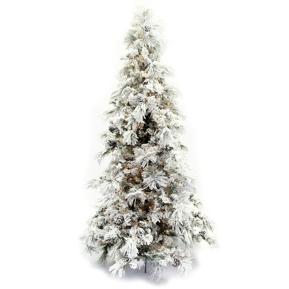 Direct Export 9' Flocked Pine Long Needle Prelit Artificial Christmas Tree