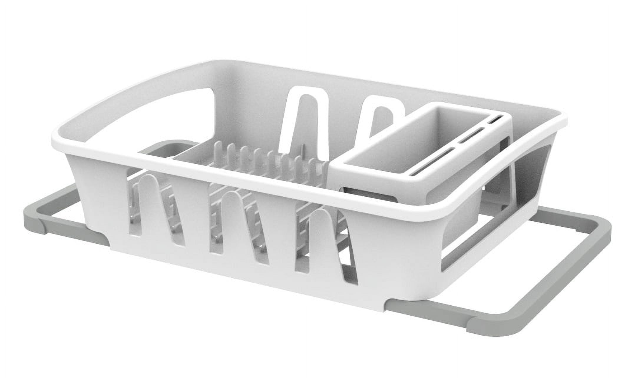 Dish Drying Rack, Mainstays Expandable Dish Rack with Utensil Holder for Kitchen Countertop, White
