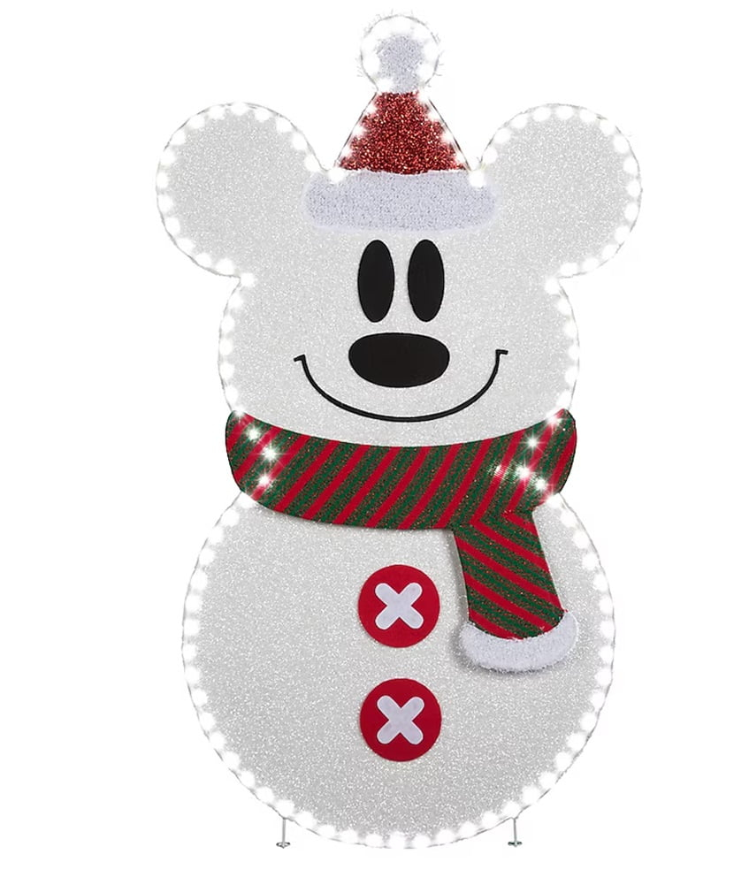 Disney 44-inch Flat-Tastics Mickey Mouse as Snowman Pre-lit LED Christmas Yard Decor