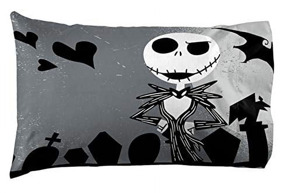 Disney Nightmare Before Christmas Grave Yard 1 Pack Reversible Pillowcase Featuring Jack Skellington and Sally