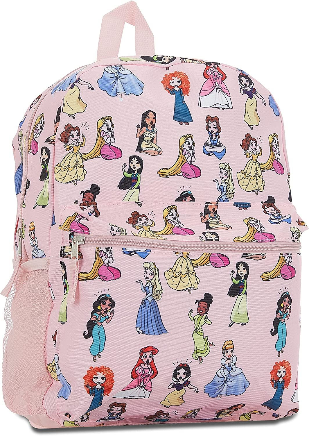 Disney Princess Girl's All Over Print 16" Backpack-Pink