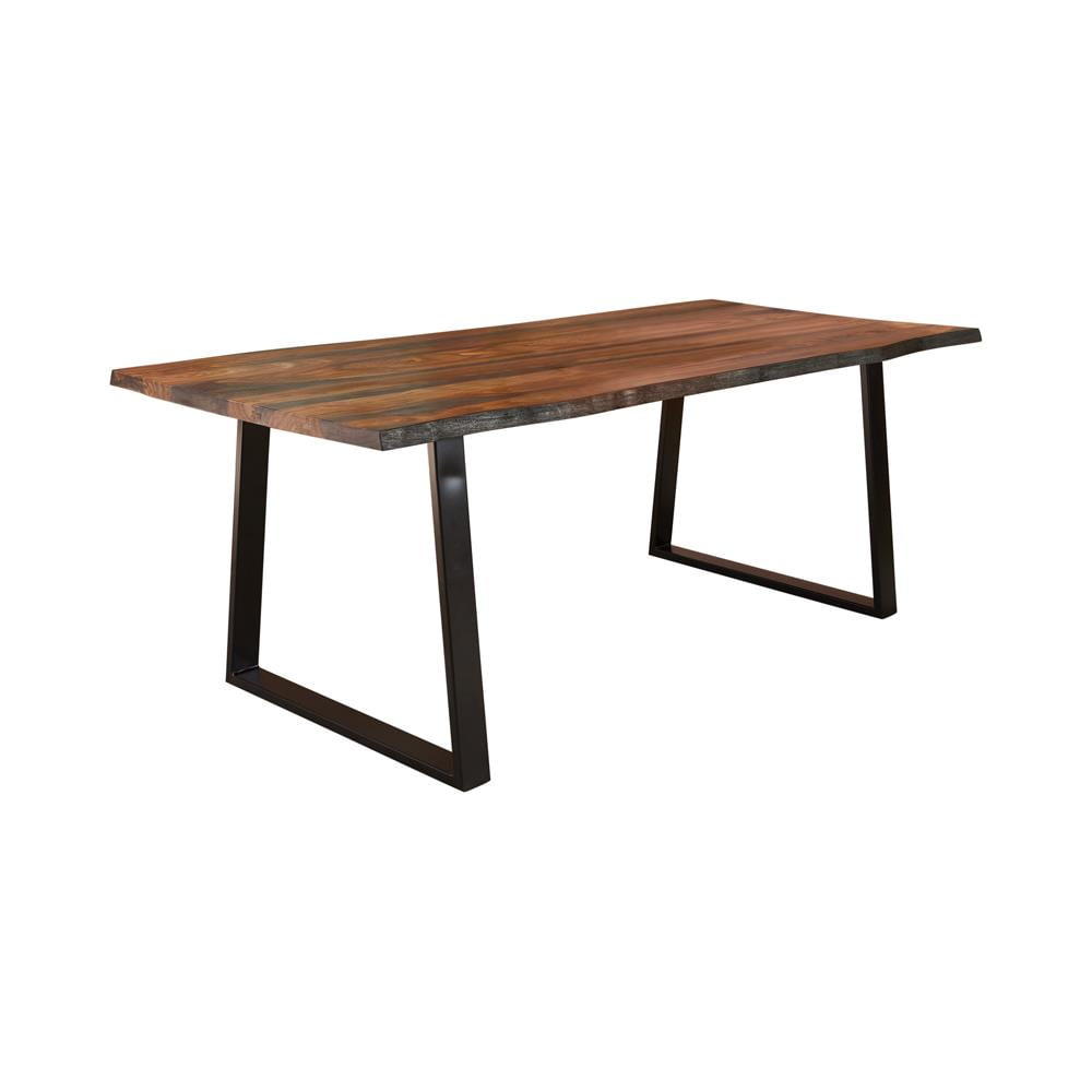 Coaster Ditman Farmhouse Wood Live Edge Dining Table Gray Sheessam and Black