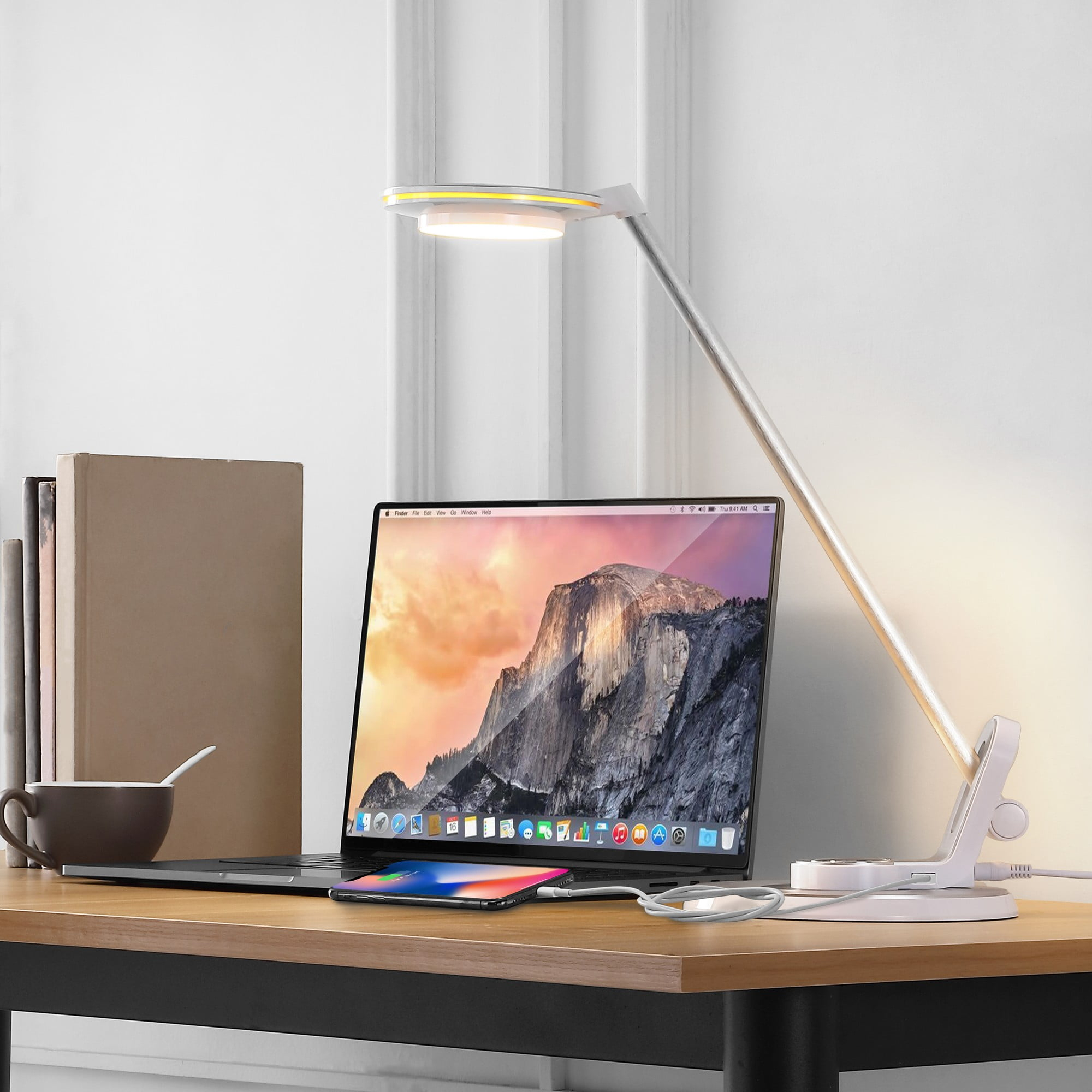JONATHAN Y JYL7701B Dixon 18.5" Aluminum Contemporary Minimalist Adjustable Dimmable USB Charging LED Task Lamp, Farmhouse, Modern for living room, dinning room, bedroom Bulb Included, Sliver