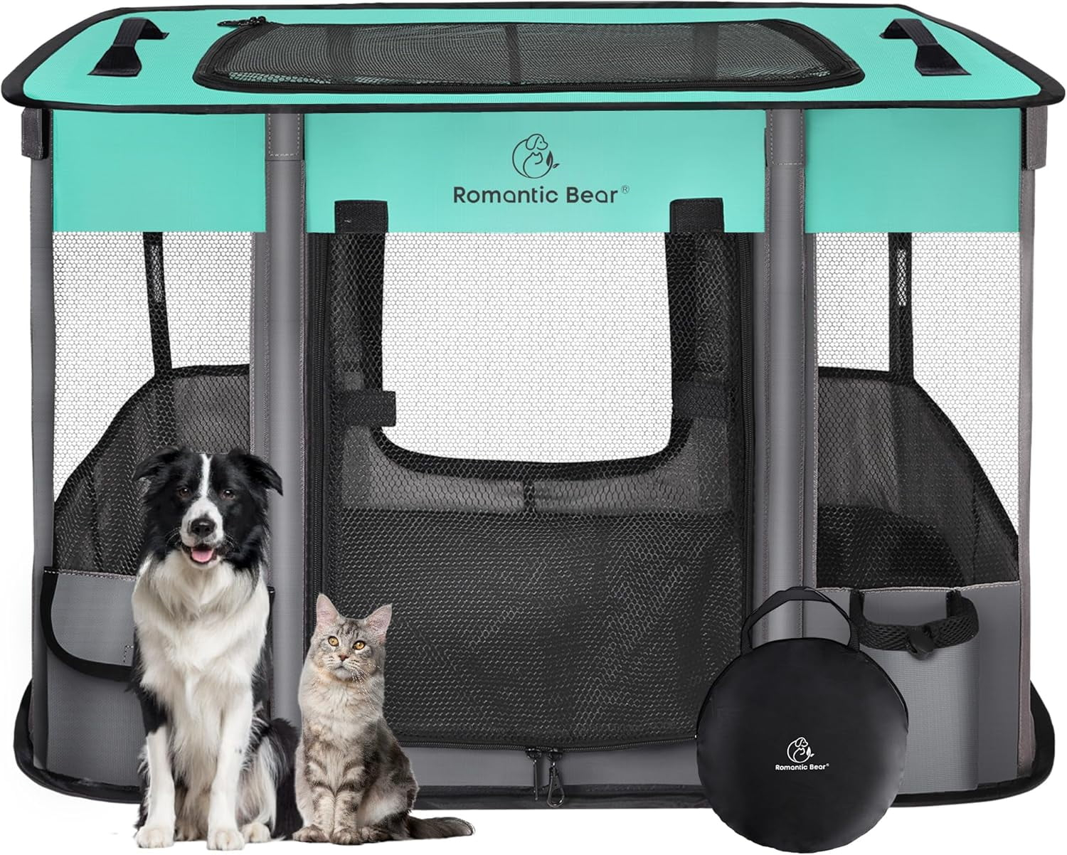 Dog Playpen,Pet Playpen,Foldable Dog Cat Playpens,Portable Exercise Kennel Tent Crate,Water-Resistant Breathable Shade Cover,Indoor OutdooCamping Travel Use for Small Animals with Carrying Case(L)