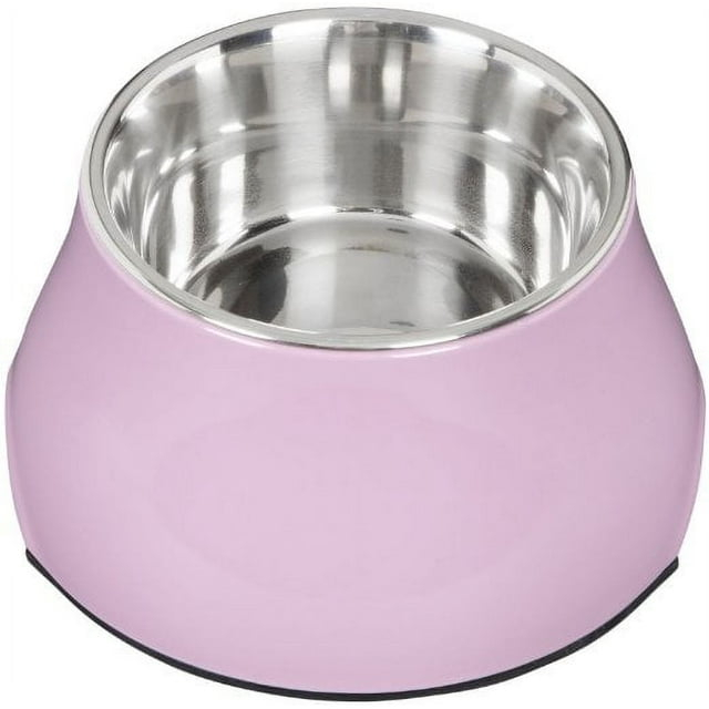 Dogit Elevated Dog Bowl, Stainless Steel Dog Food and Water Bowl for Small Dogs, Pink, 73742