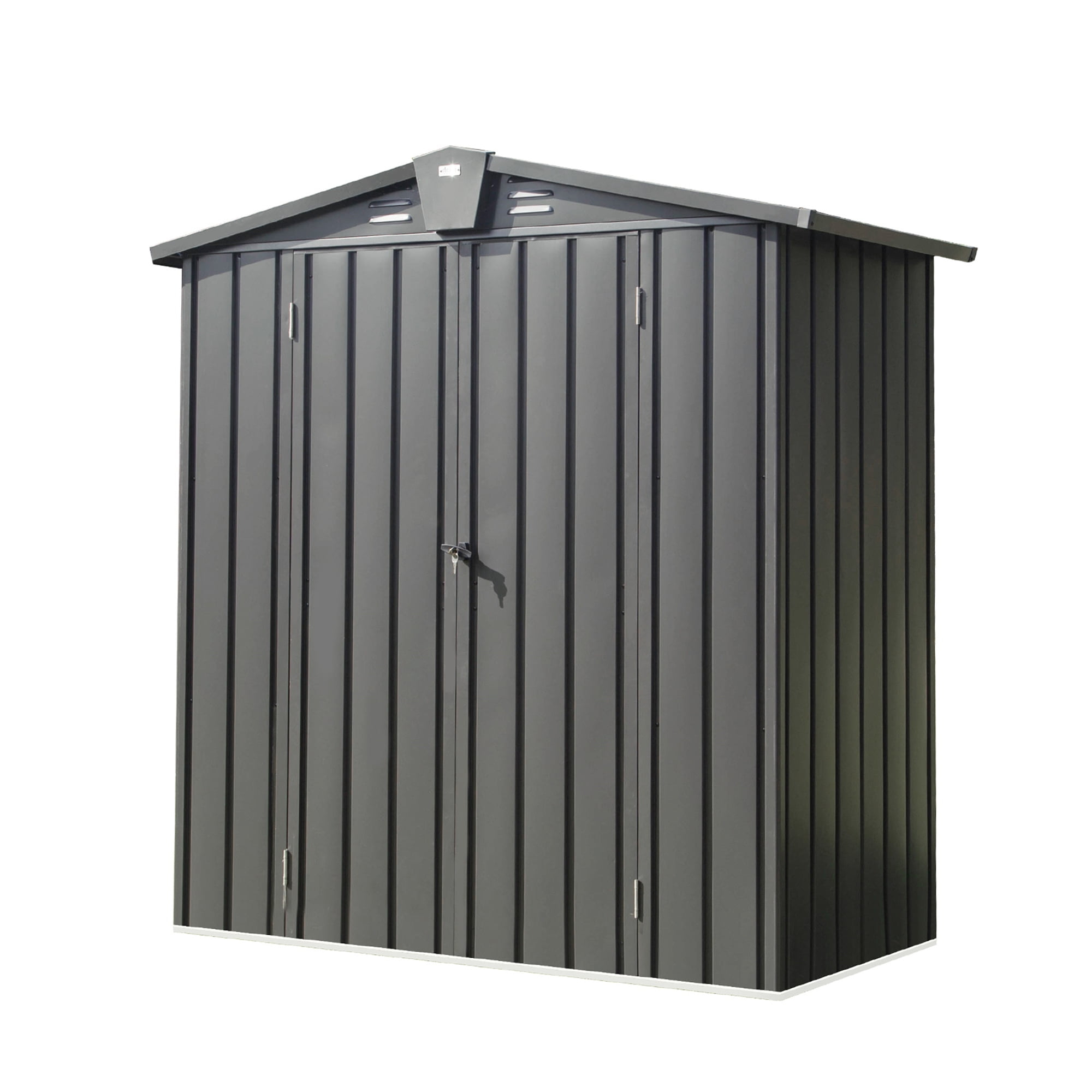 Outdoor Storage Shed 5.7x3 FT, Metal Outside Sheds&Outdoor Storage Galvanized Steel, Tool Shed with Lockable Double Door for Patio, Backyard, Garden, Lawn (5.7x3ft, Black) 00029