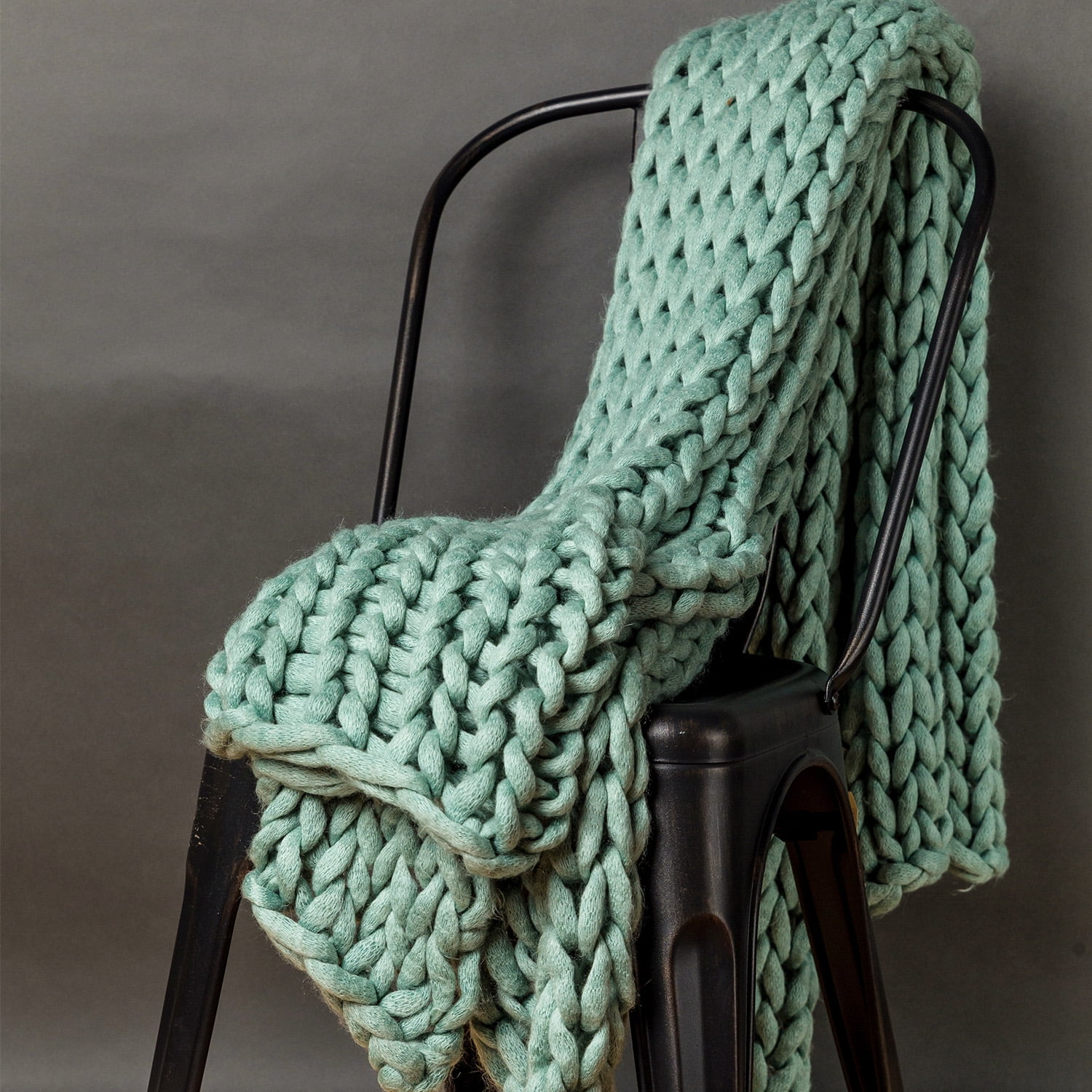 Donna Sharp Aqua Chunky Knit Woven Throw Blanket